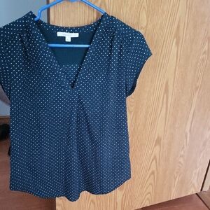 Fun 2 Fun Green and White Polka Dot Blouse XS